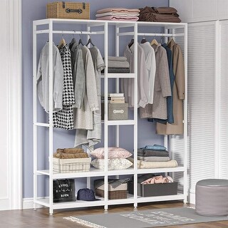 Double Rod Free standing Closet Organizer, Clothes Closet Storage with ...