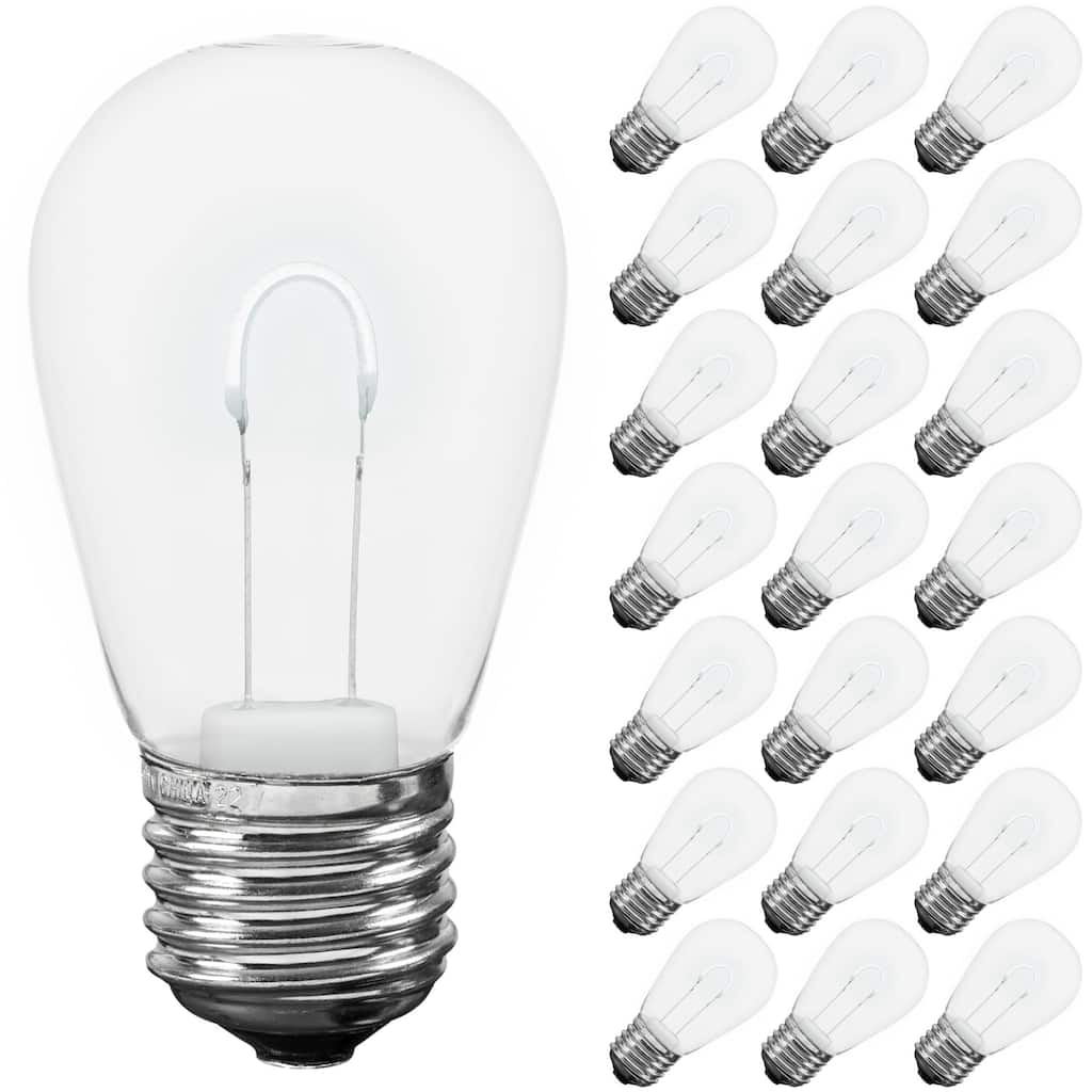 25 Pack LED S14 Outdoor Patio Edison Replacement Bulbs, Pure White, E26 Base
