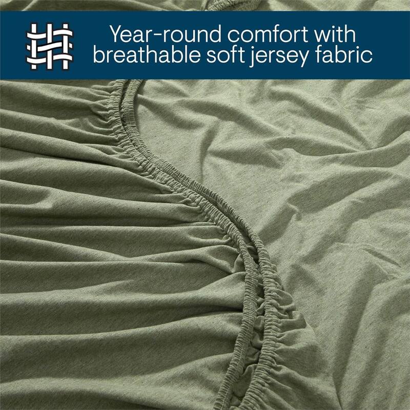 Aeropostale Super Soft Heather Green Jersey Knit Sheet Set All-Season Comfort