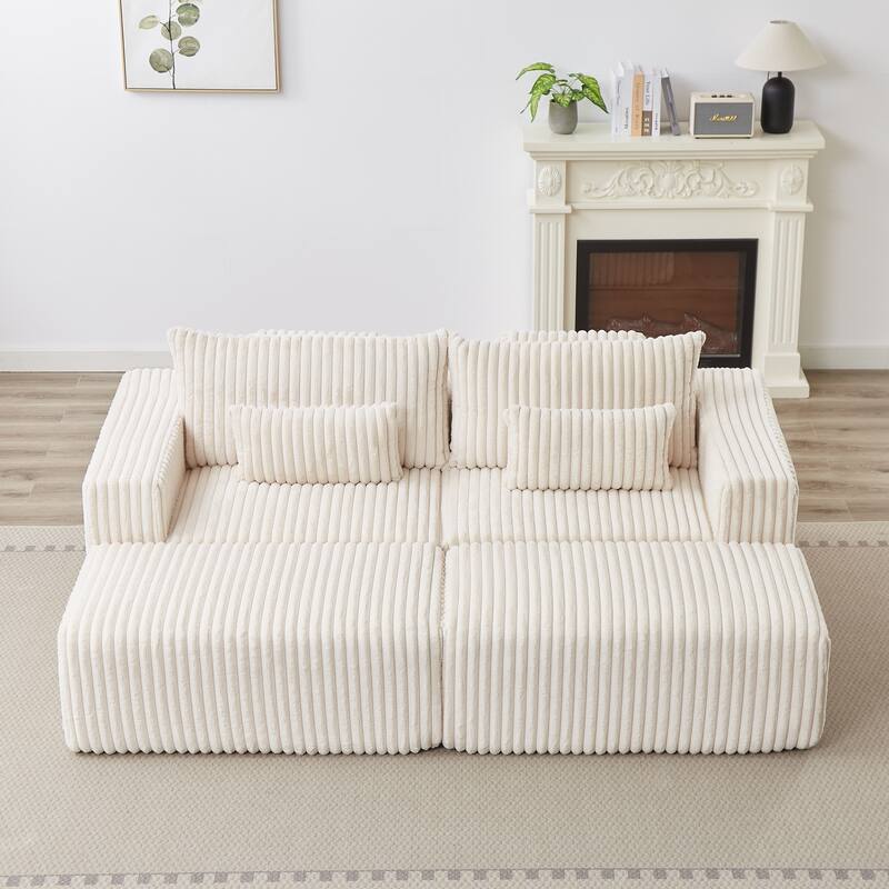 Oversized 87" Modular Sectional Lounge Chaise with 2 Ottoman