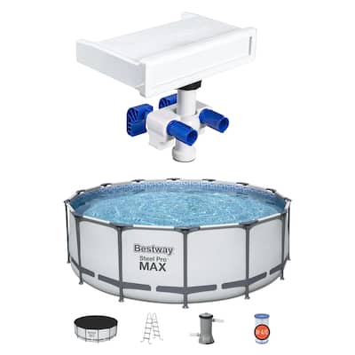 Bestway Multicolor LED Waterfall & 14'x48" Round Above Ground Swimming Pool Set - 130