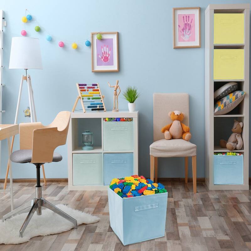 Home Storage Bundle - Pastel Drawer and Closet Bins, Blue, Green, Yellow (6 Pack)