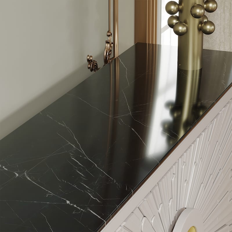 Modern 62.99'' Sideboard Decorative Cabine with Sintered Stone Top - 62.99"L x 15.75"D x 38 58"H