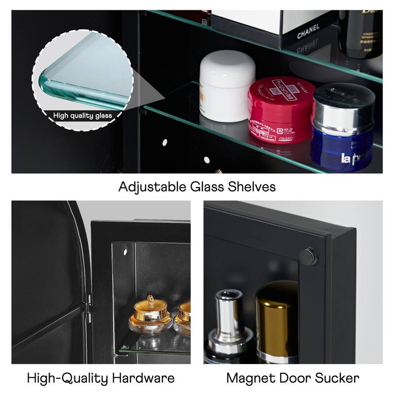 Set of 2 Recessed Metal Framed Medicine Cabinet