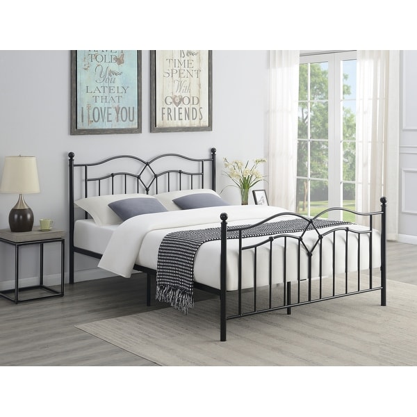 Aurora Black Slat Headboard Metal Bed On Sale Bed Bath