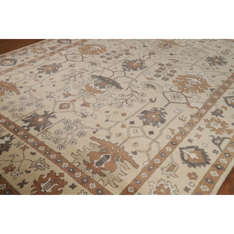 Oushak Indian Area Rug Handmade Grey Wool Carpet - 8'11" x 11'10"