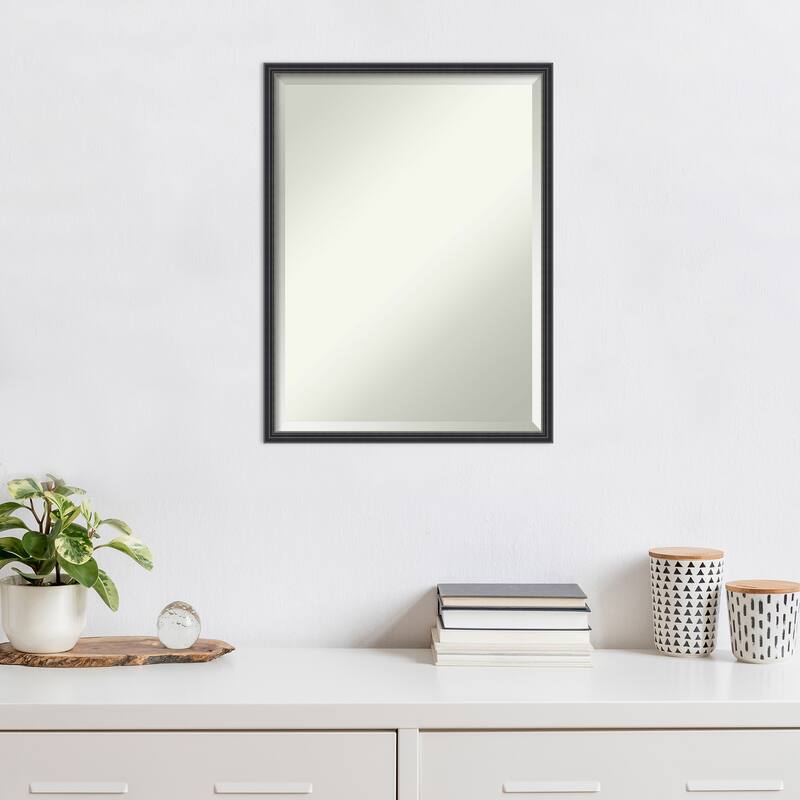 Stylish Black Narrow Beveled Wood Framed Wall Mirror - Stylish Black Narrow
