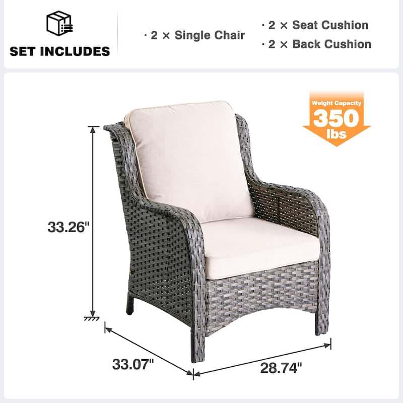 OVIOS 2-piece Patio Wicker Chairs Set