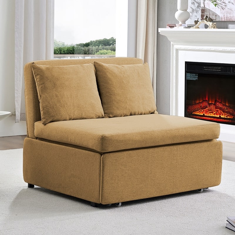 Mixoy Full/Queen Size Sofa Bed,2 in 1 Convertible Linen 1-Seater/Loveseat Sleeper Sofa Couch with Cushions