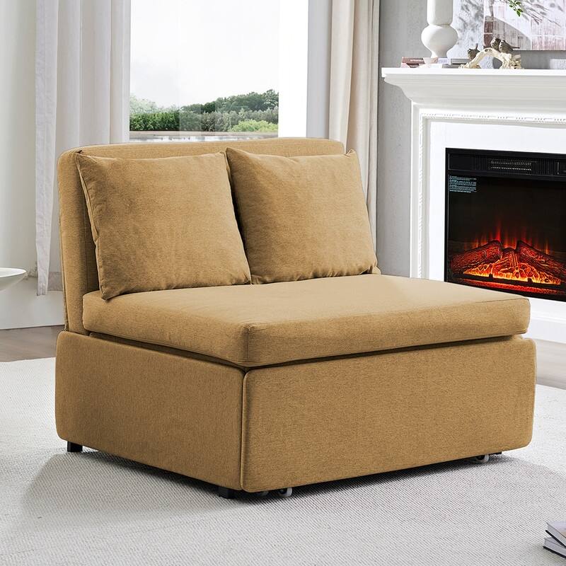 Mixoy Full Size Queen Size Sofa Bed,2 in 1 Convertible Linen 1-Seater/Loveseat Sleeper Sofa Couch with Cushions