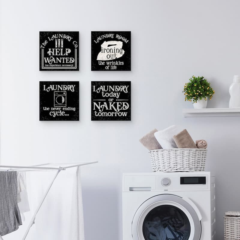 Laundry Room Humor Black Set of 4 by Tara Reed Canvas Art Prints