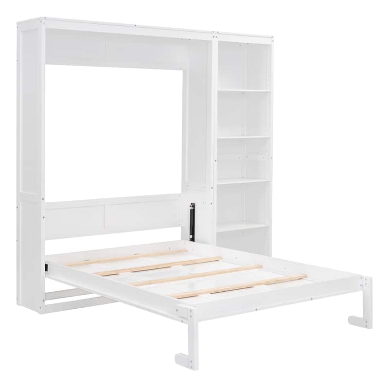 White Full Size Murphy Bed Wall Bed with Shelves - Bed Bath & Beyond ...