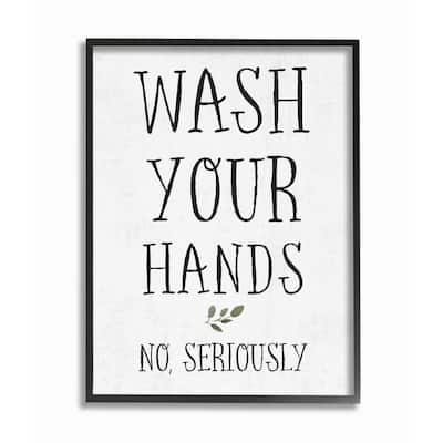 Stupell Wash Your Hands Cottage Charm Bathroom Sign Framed Wall Art - White