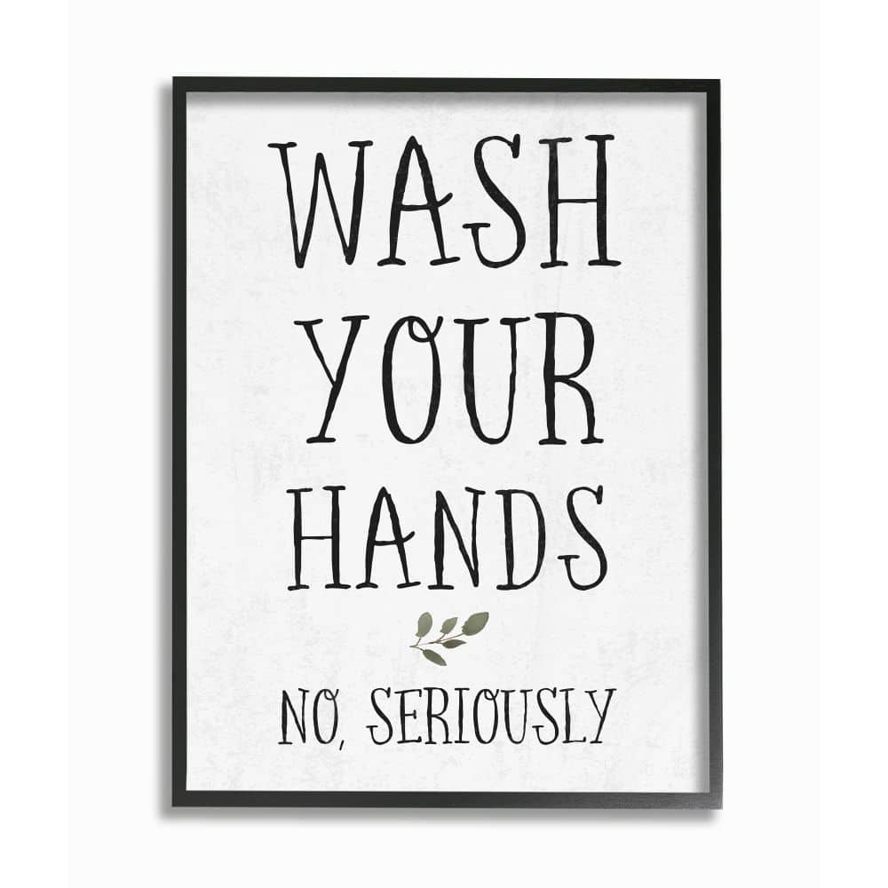 Stupell Wash Your Hands Cottage Charm Bathroom Sign Framed Wall Art - White