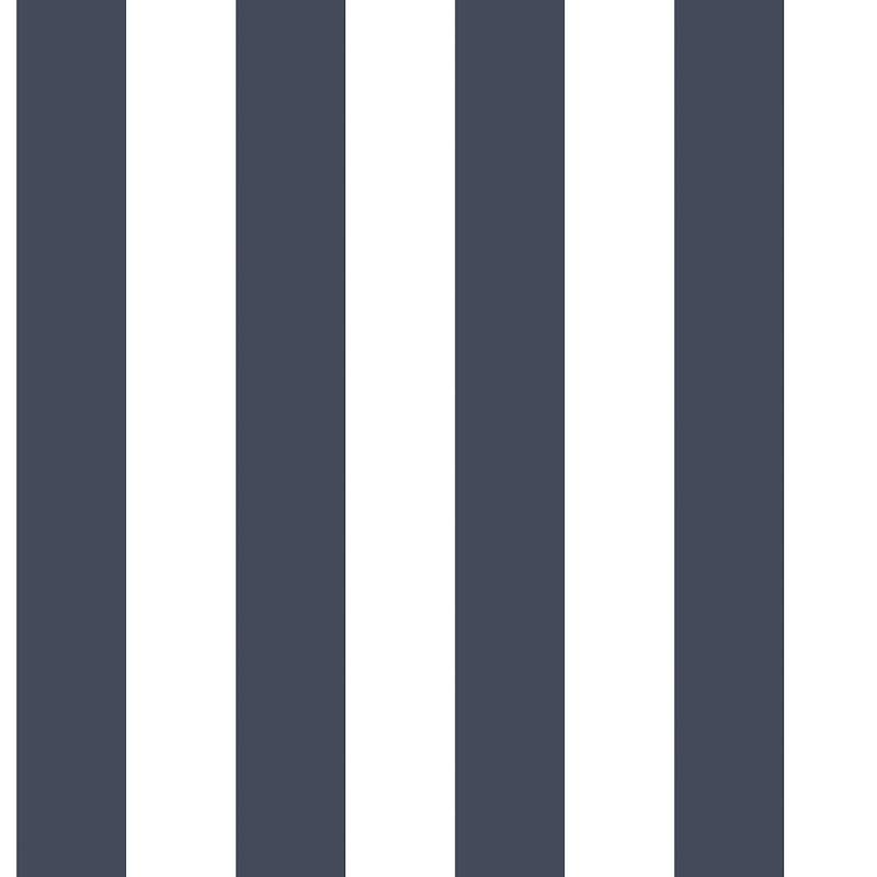 Galerie Wallcoverings Just Kitchens Awning Stripe Vinyl on Non-woven Matte Wallpaper Roll - 33 feet x 21 inches - Blue
