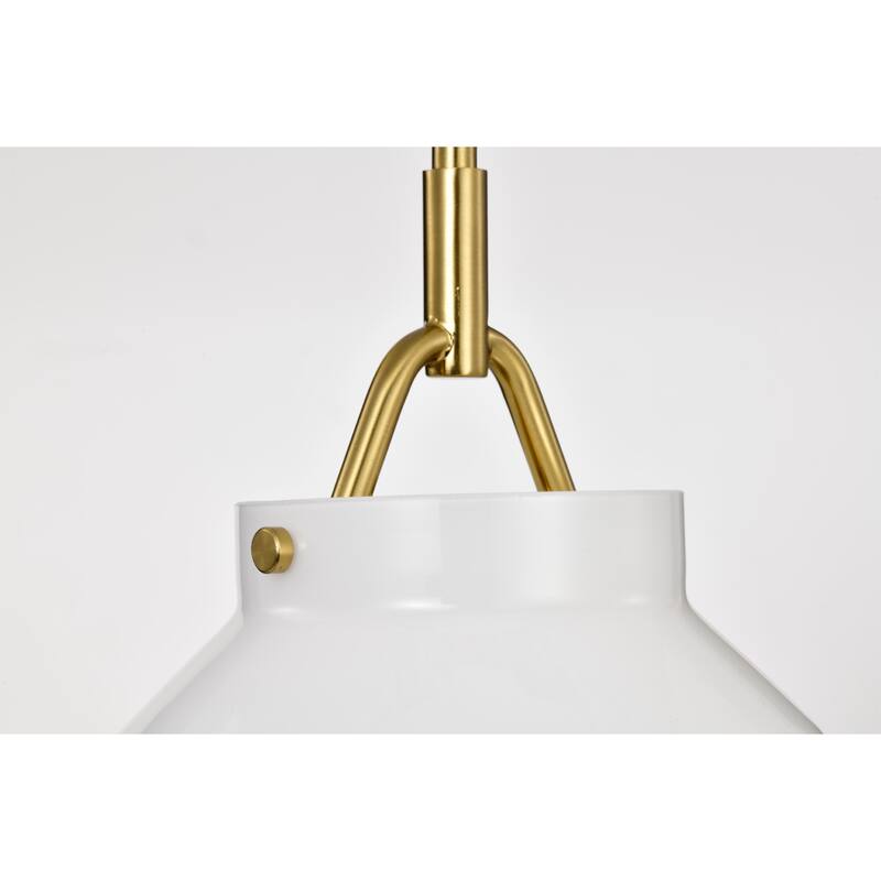 Magno Brass Pendant Light with Frosted Glass Lantern Shade - Brass-Frosted