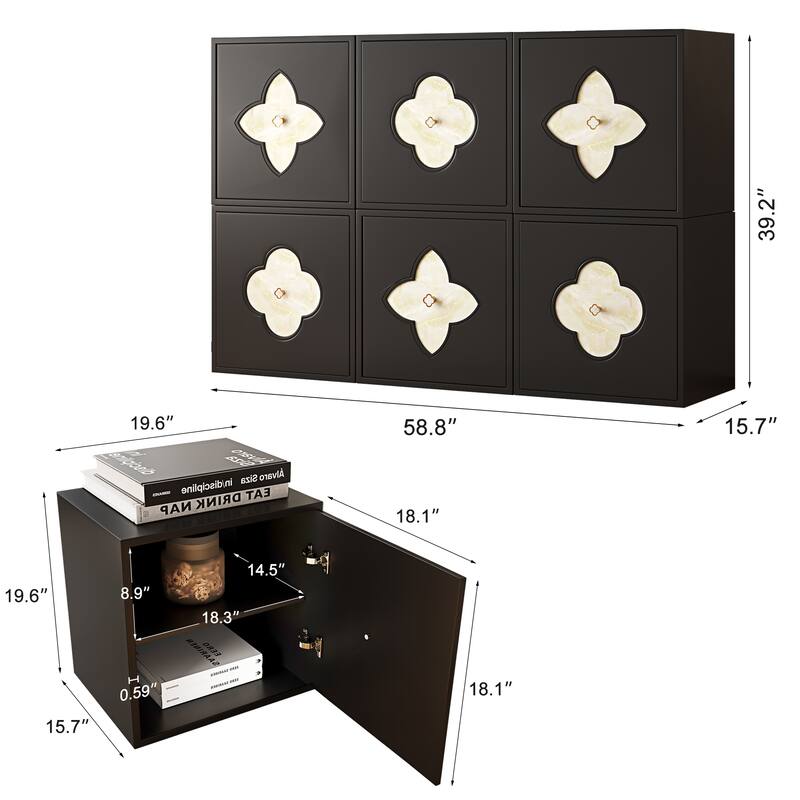 Modern 6-Door Sideboards Accent Cabinet, Modular Wooden Buffet With Storage - 58.8''
