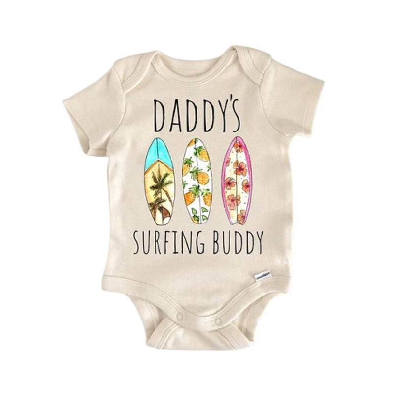 Surfing Surfer Beach - Baby Boy Girl Clothes Infant Bodysuit Funny Cute Newborn - White - Newborn