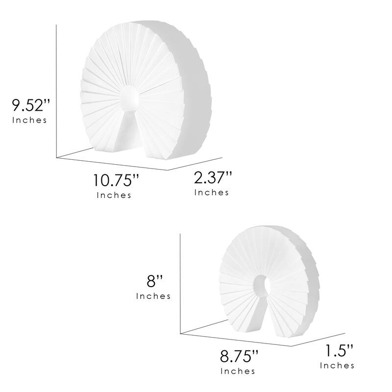 American Art Decor Cascading Curls 2-Piece Resin Table Top Decor Set in White - 9.25" x 10.75", 8" x 8.75"