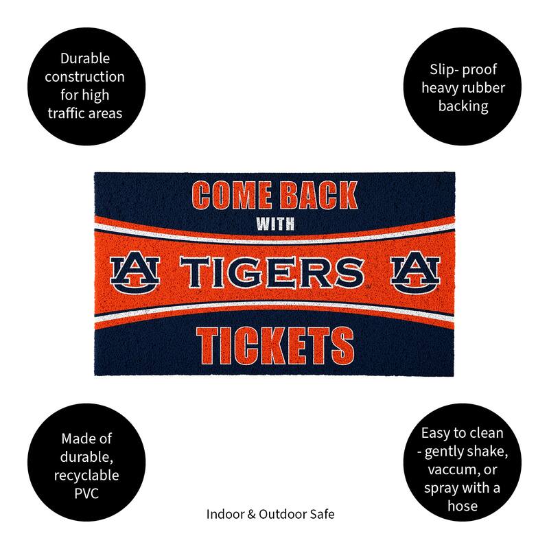 Auburn University 28 in. x 16 in. PVC "Come Back With Tickets" Trapper Door Mat