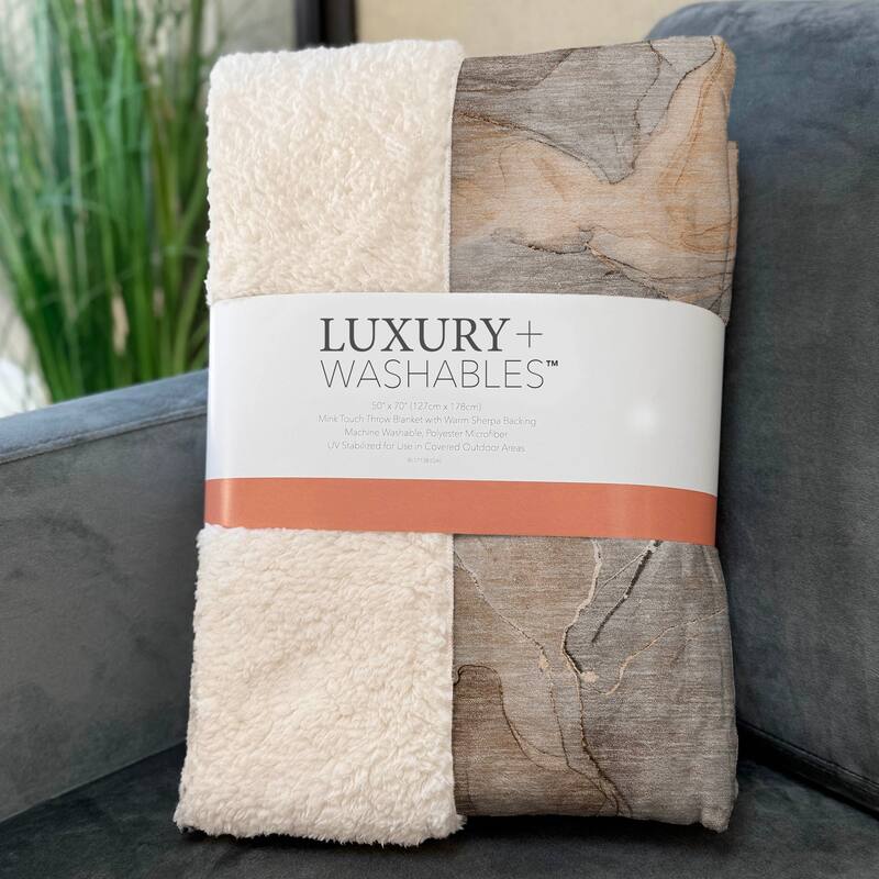 Premium Machine Washable Abstract Contemporary Sherpa Throw Blanket