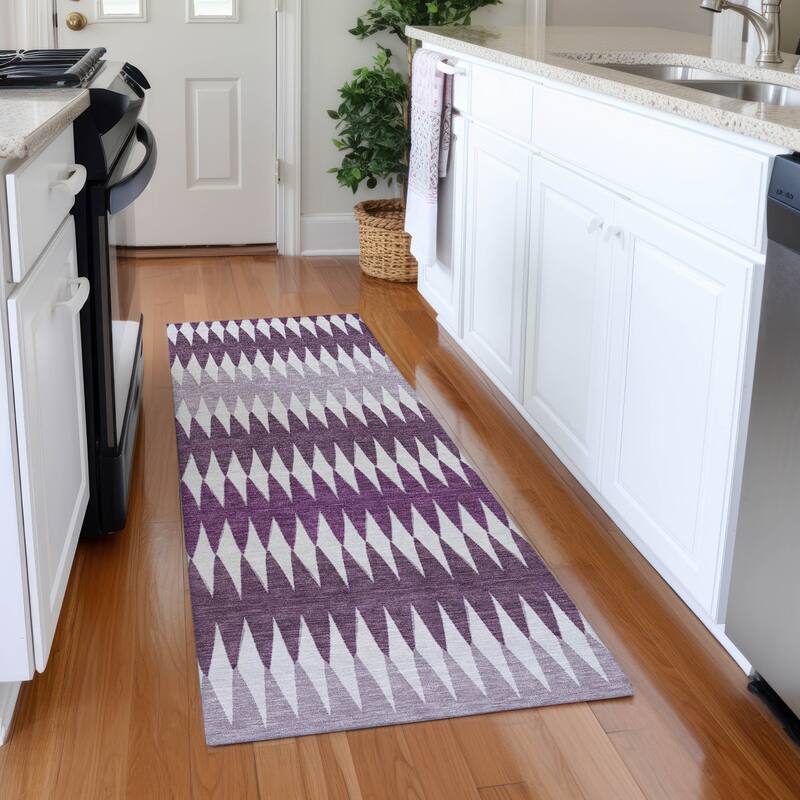 Premium Washable Super Soft Modern Ziggy Mayfield Rug - Purple - 2'3" x 7'6"