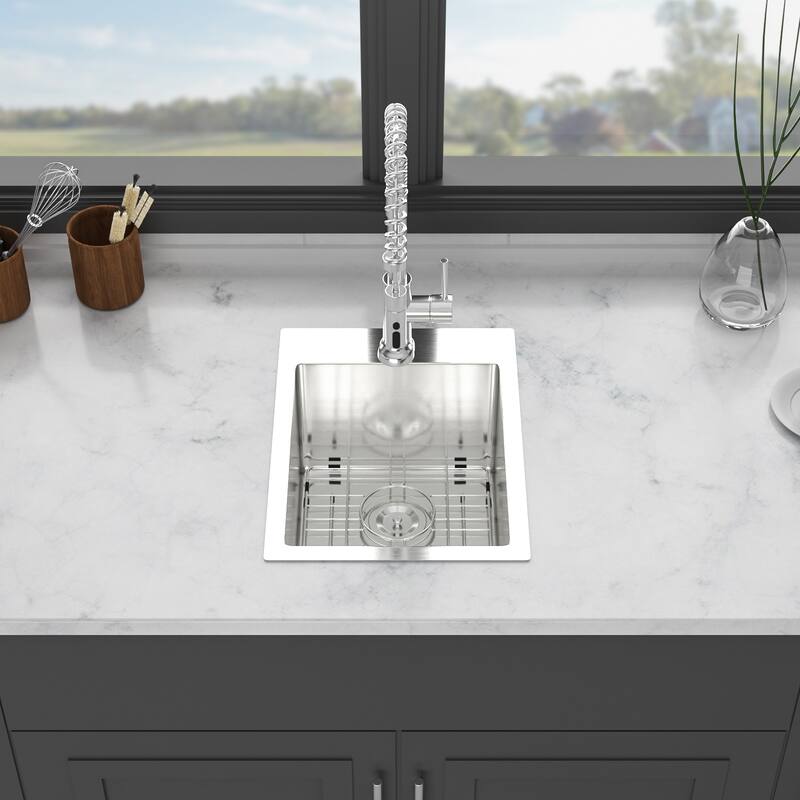Drop-In Kitchen Sink Topmount Sinks 16 Gauge Single Bowl