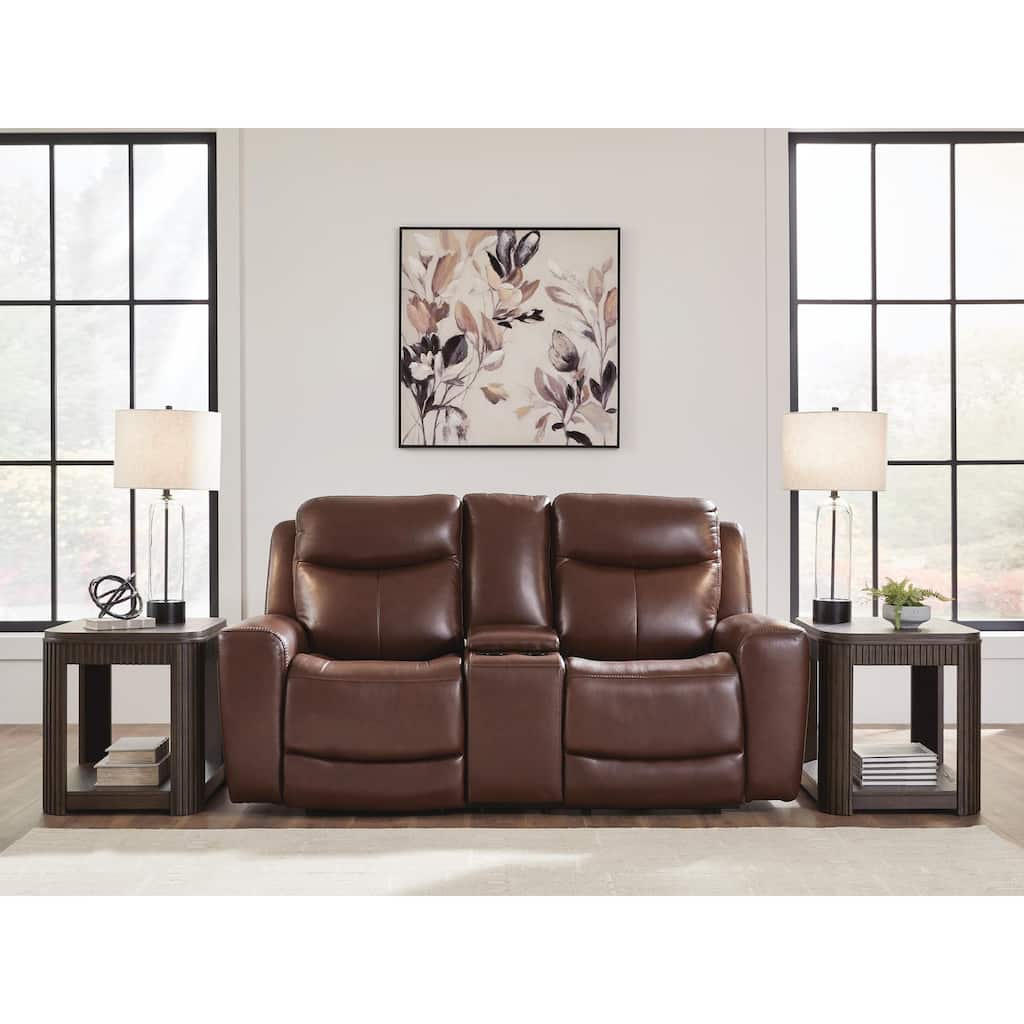 Signature Design by Ashley Mighty Moves Brown Power Reclining Loveseat with Console - 78" W x 40" D x 42" H