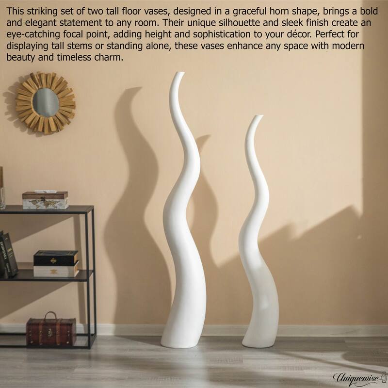 Tall Ceramic White Animal Horn Floor Vase Elegant for Entryway Dining Living Room Decor Statement Piece with Distinctive Antler