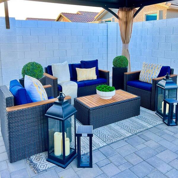 Modular L Shaped PHI VILLA 3-Piece Outdoor Rattan Sectional Sofa