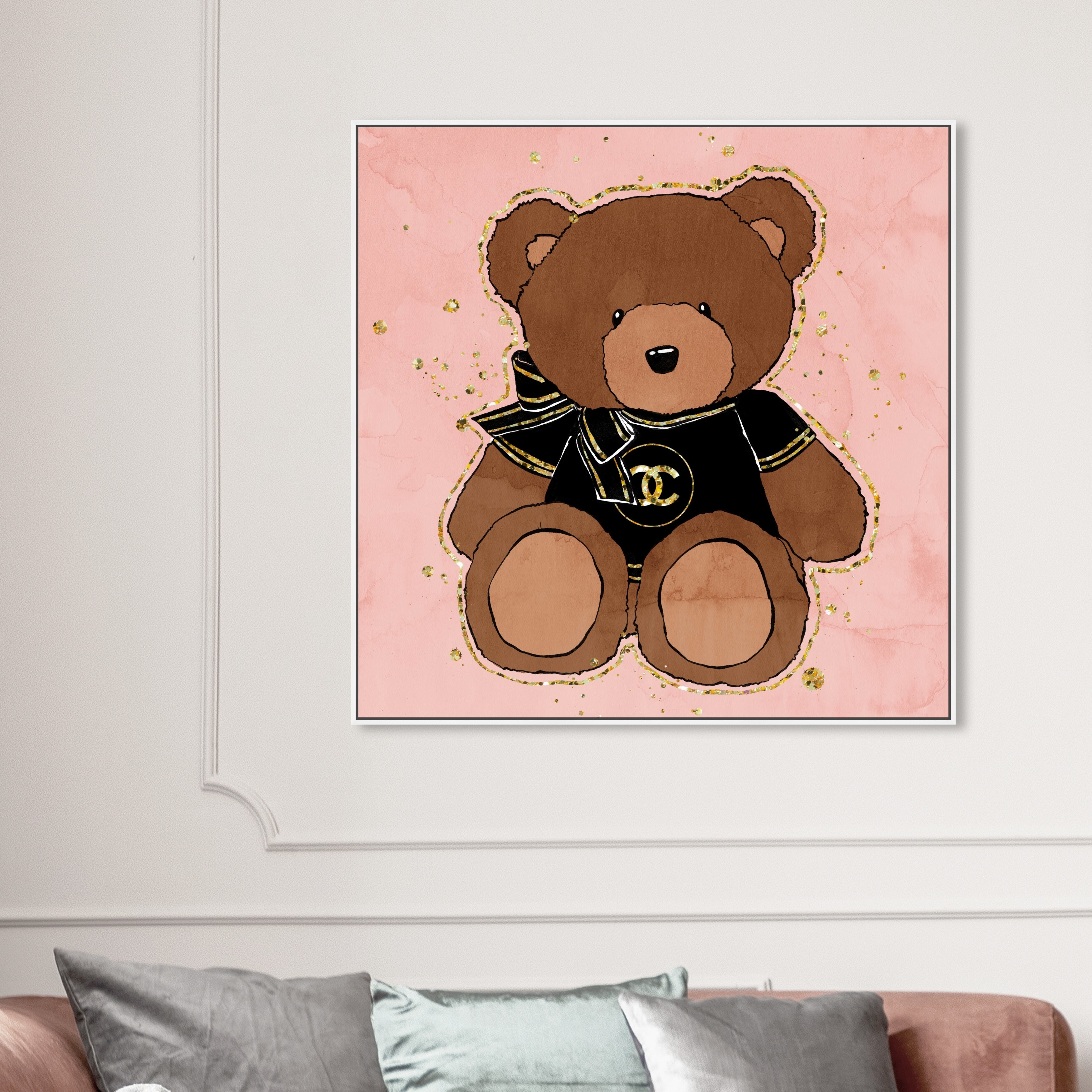Oliver Gal 'First Glam Teddy Bear' Fashion and Glam Wall Art