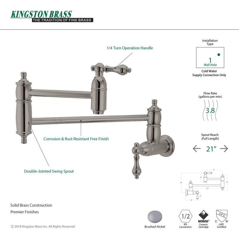 Restoration Wall Mount Pot Filler Kitchen Faucet