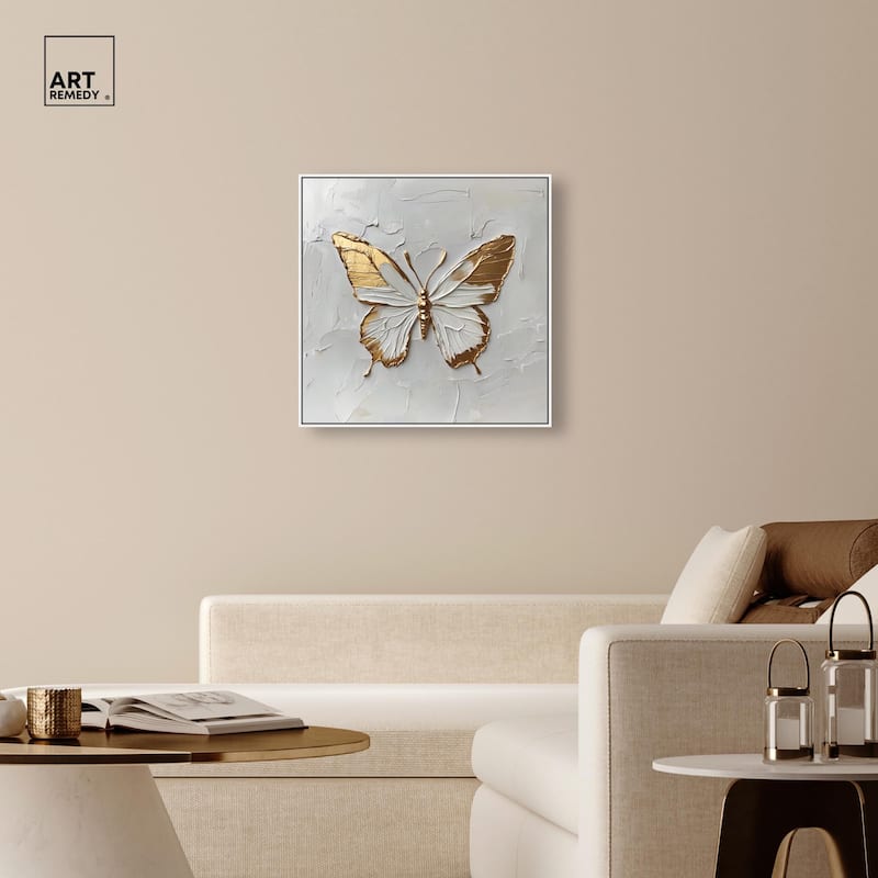 Simple Golden Butterfly Canvas by Art Remedy
