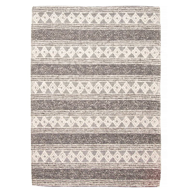 ECARPETGALLERY Braid weave Sienna Dark Grey Wool Rug - 5'4 x 7'5 - Dark Grey - 5'4 x 7'5