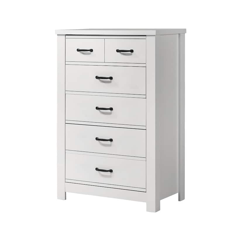 5 Drawers Wooden Chest in White