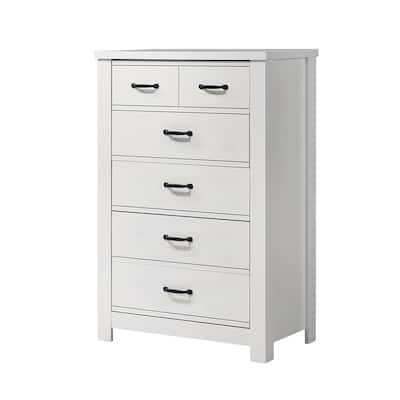 5 Drawers Wooden Chest in White