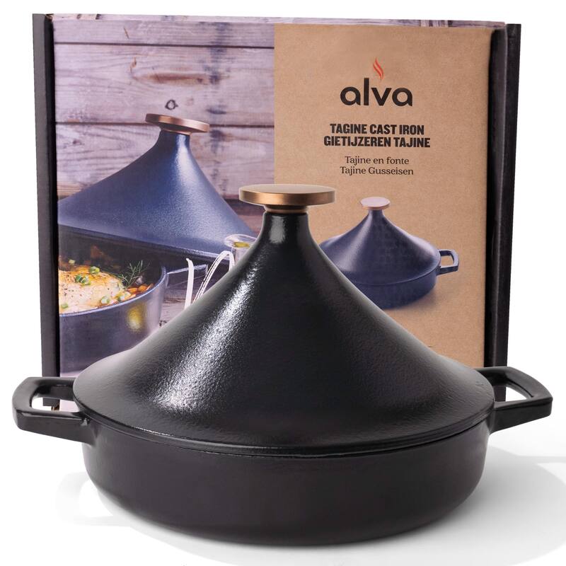 Alva Nori 3 Qt. Enameled Cast Iron Tagine Pot - 11" Black