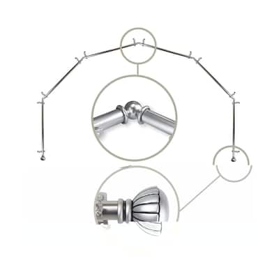 Bay Window Curtain Rod - 6-Sided Corner Rod, Satin Nickel Finish - Home Decor Drapery Hardware - M