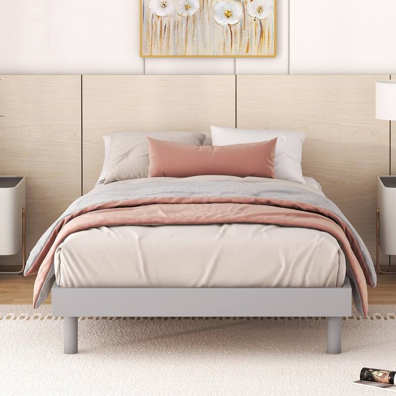 Twin Size Wood Floating Platform Bed