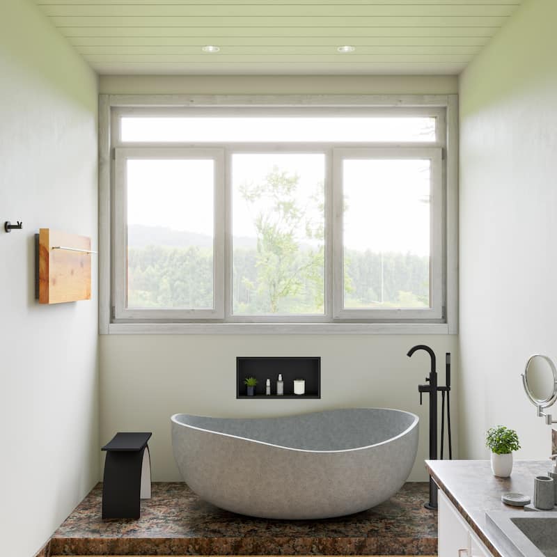 ALFI brand 63" Solid Concrete Gray Matte Oval Bathtub