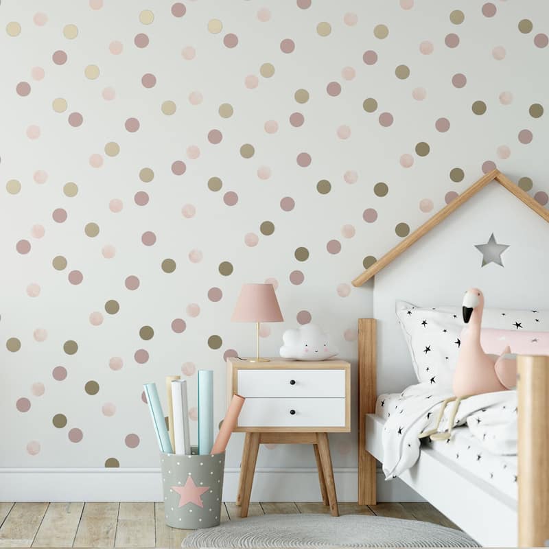 Dotty Polka Pink and Gold Wallpaper