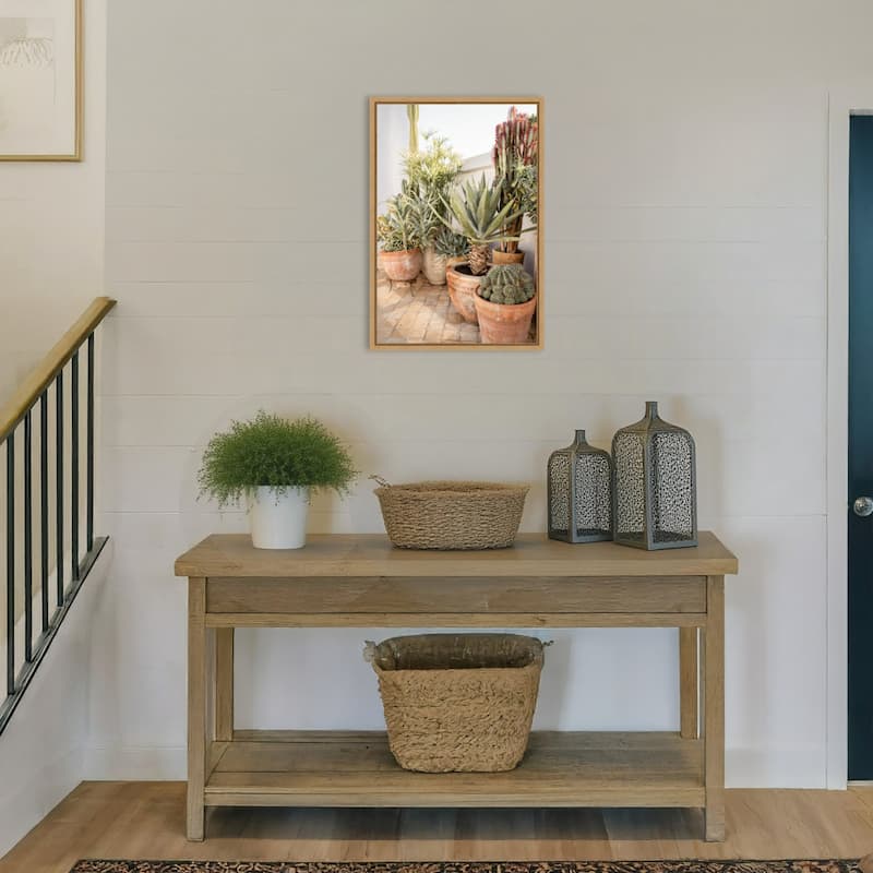 Patio Garden with Potted Succulents by Henrike Schenk Framed Canvas Wall Art Print - Sylvie Natural