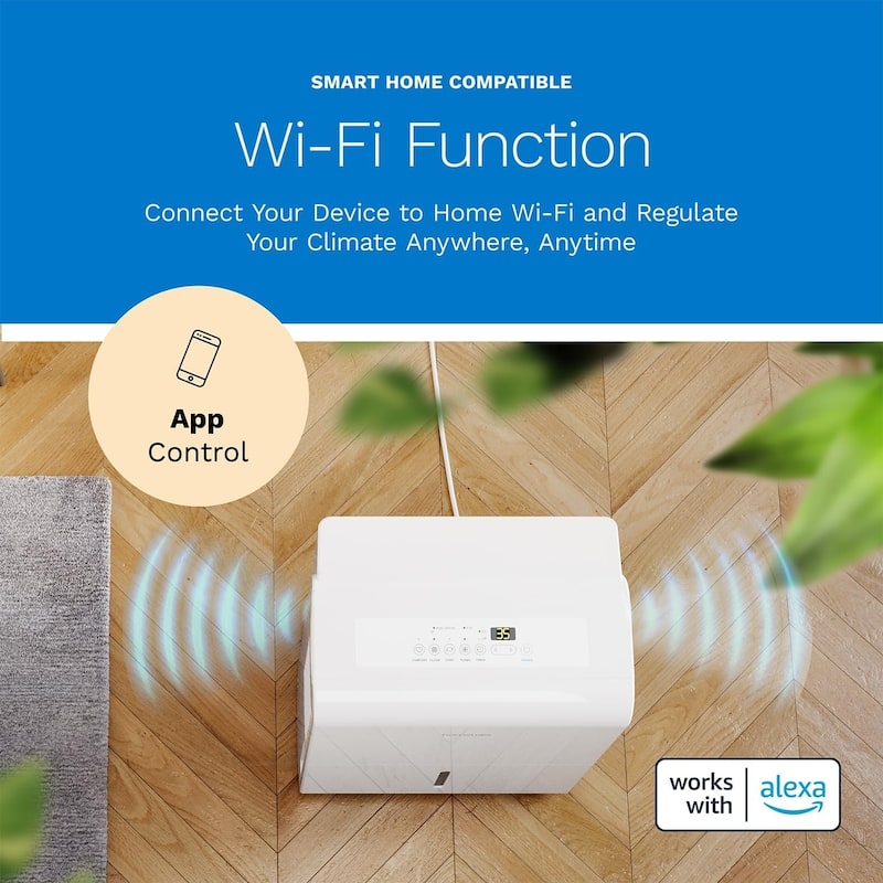 hOmeLabs 50 Pint Wi-Fi Dehumidifier with Pump, Up to 7,000 Sq Ft (MAX 120 Pint at 95°F, 90% RH) - For Rooms, Offices, Basements