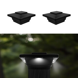 Garden Sunlight 4-Pack Solar Post Cap Lights – Black Finish, 4/5/6 SMD LEDs, Dusk-to-Dawn - View #3