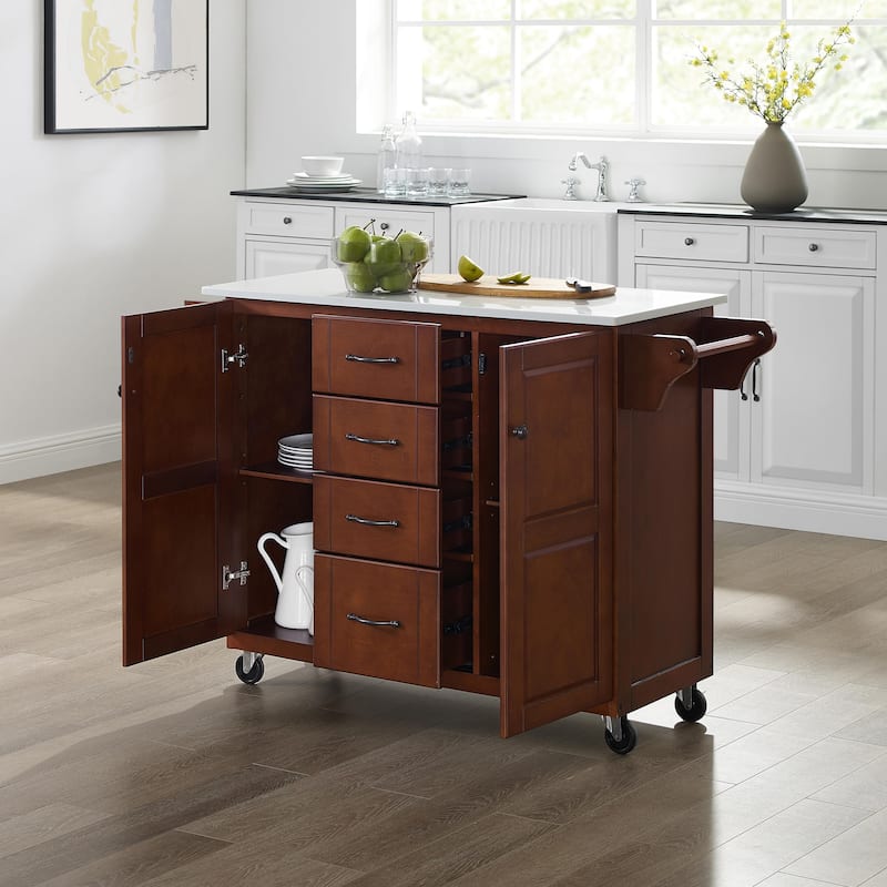 Kitchen Island Cart Granite Top Storage Towel Bar Kitchen Storage Cabinet Rolling Utility Cart