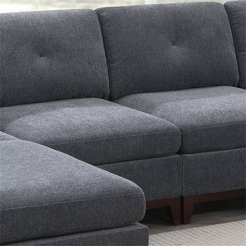 Chenille Fabric Modular Sectional Couch (Set of 6)