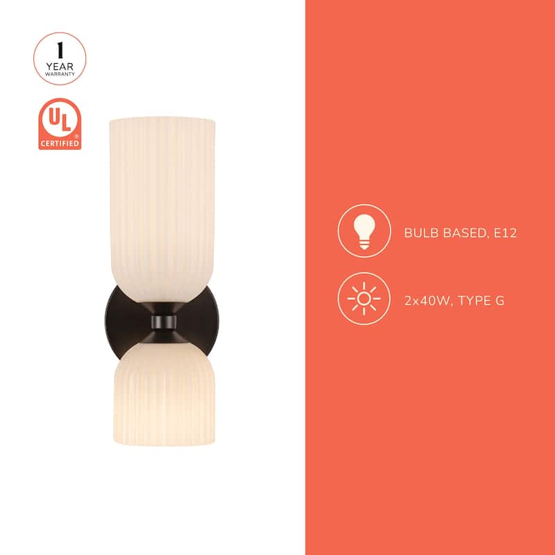 Alora Lighting WV442612 Nelly 2 Light 12" Tall Bathroom Sconce with