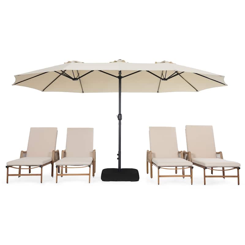 15FT Double-Sided Patio Umbrella with Umbrella Base and 2 Sandbags
