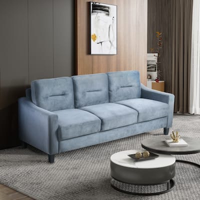 76.7" Velvet 3-Seater Sectional, Detachable Cushions