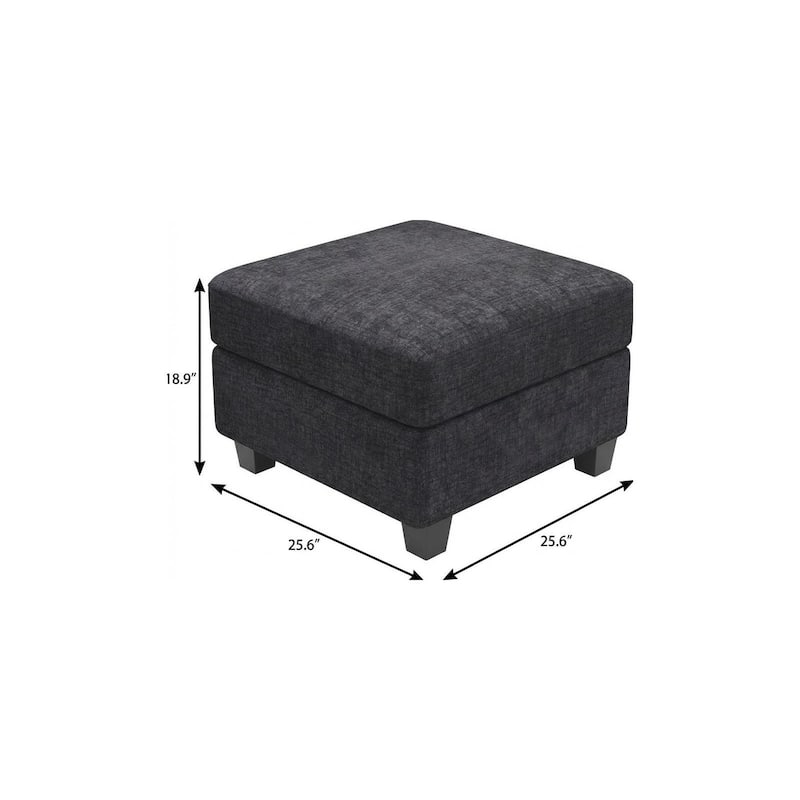 HomeRoots 26" Beige and Black Chenille Storage Ottoman